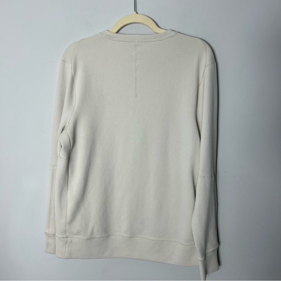 Lululemon Mens Cream Textured Crewneck Long Sleeve Pullover Shirt Size Med 18 - Picture 11 of 11